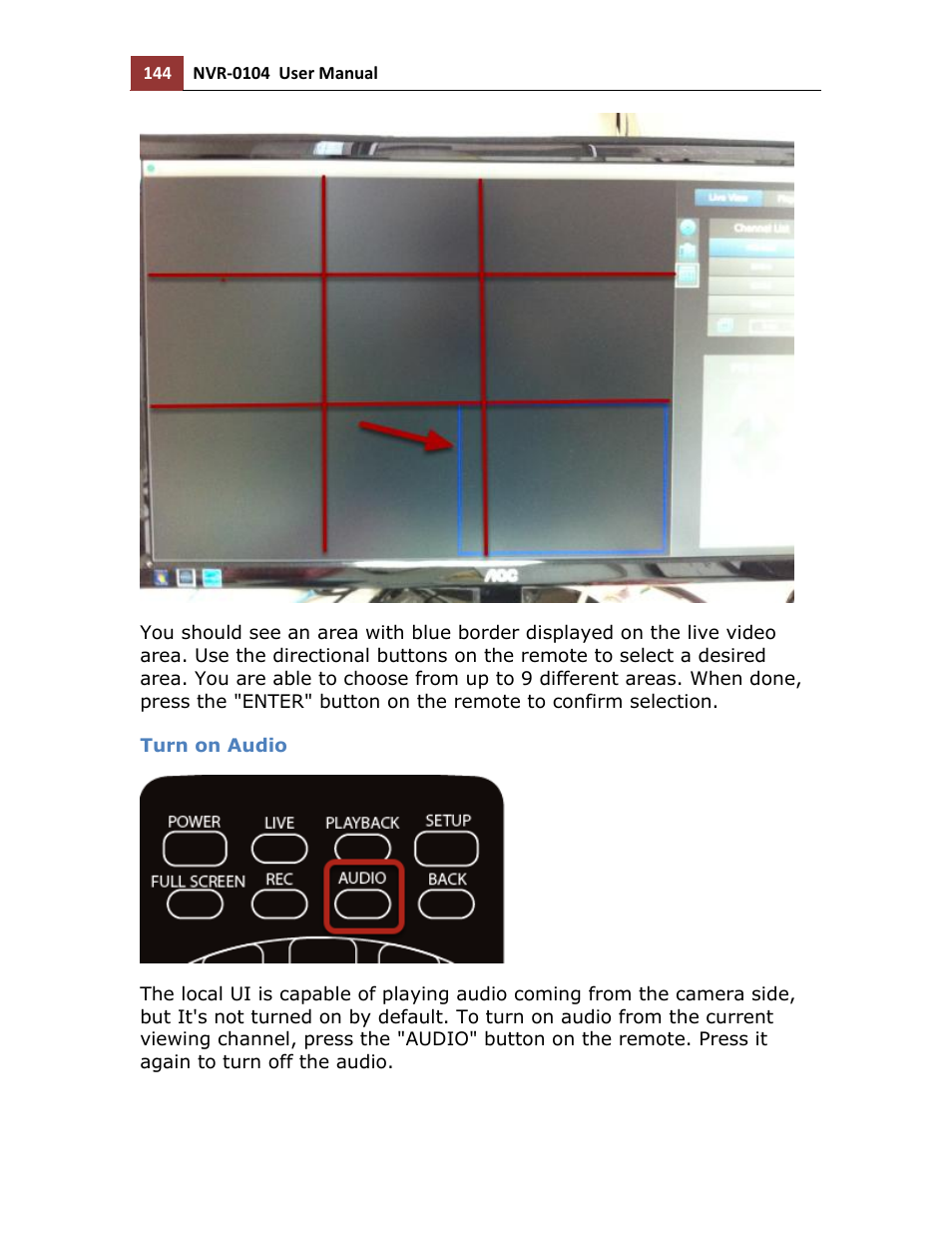 Turn on audio | LevelOne NVR-0104 User Manual | Page 144 / 157