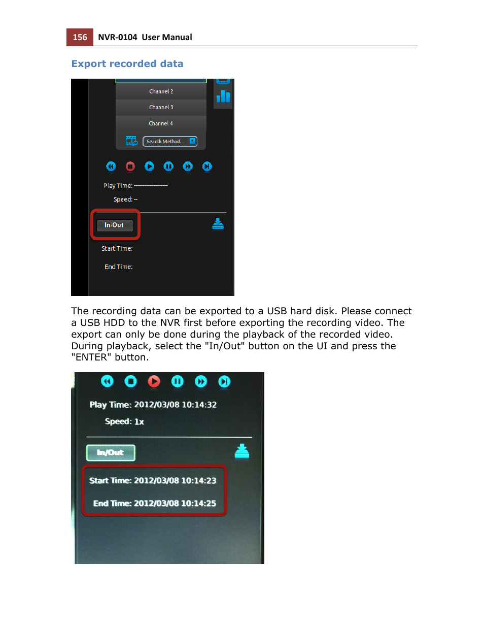 Export recorded data | LevelOne NVR-0104 User Manual | Page 156 / 157