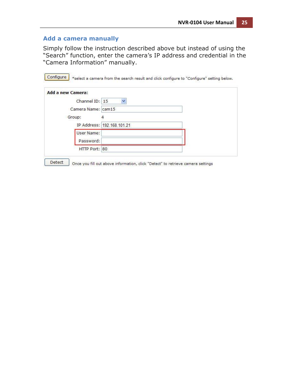 Add a camera manually | LevelOne NVR-0104 User Manual | Page 25 / 157