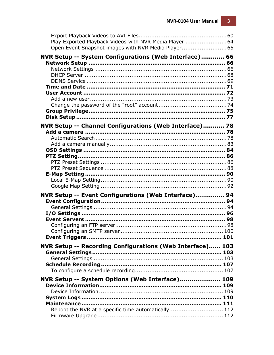 LevelOne NVR-0104 User Manual | Page 3 / 157