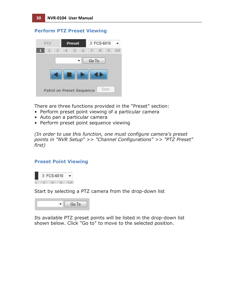 Perform ptz preset viewing, Preset point viewing | LevelOne NVR-0104 User Manual | Page 30 / 157