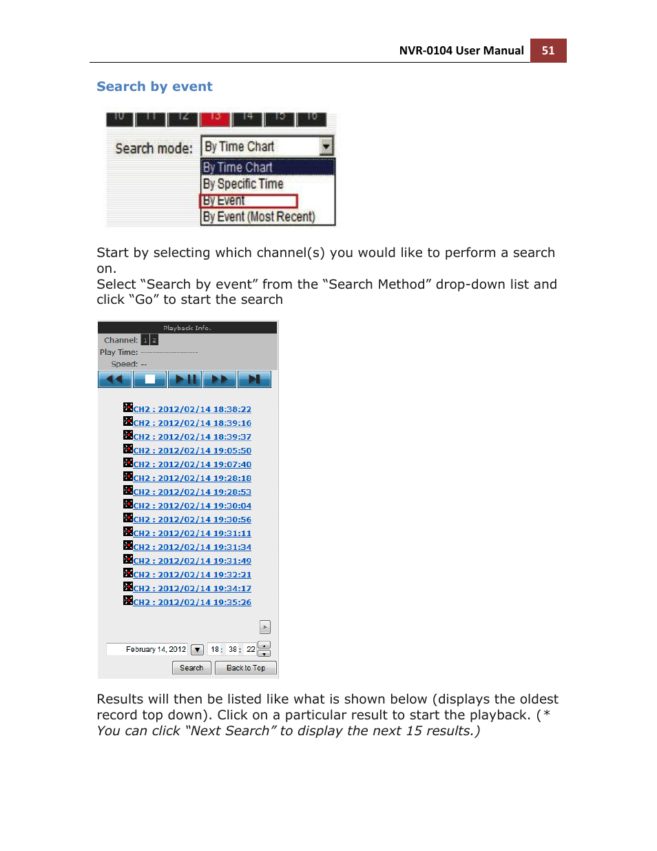 Search by event | LevelOne NVR-0104 User Manual | Page 51 / 157