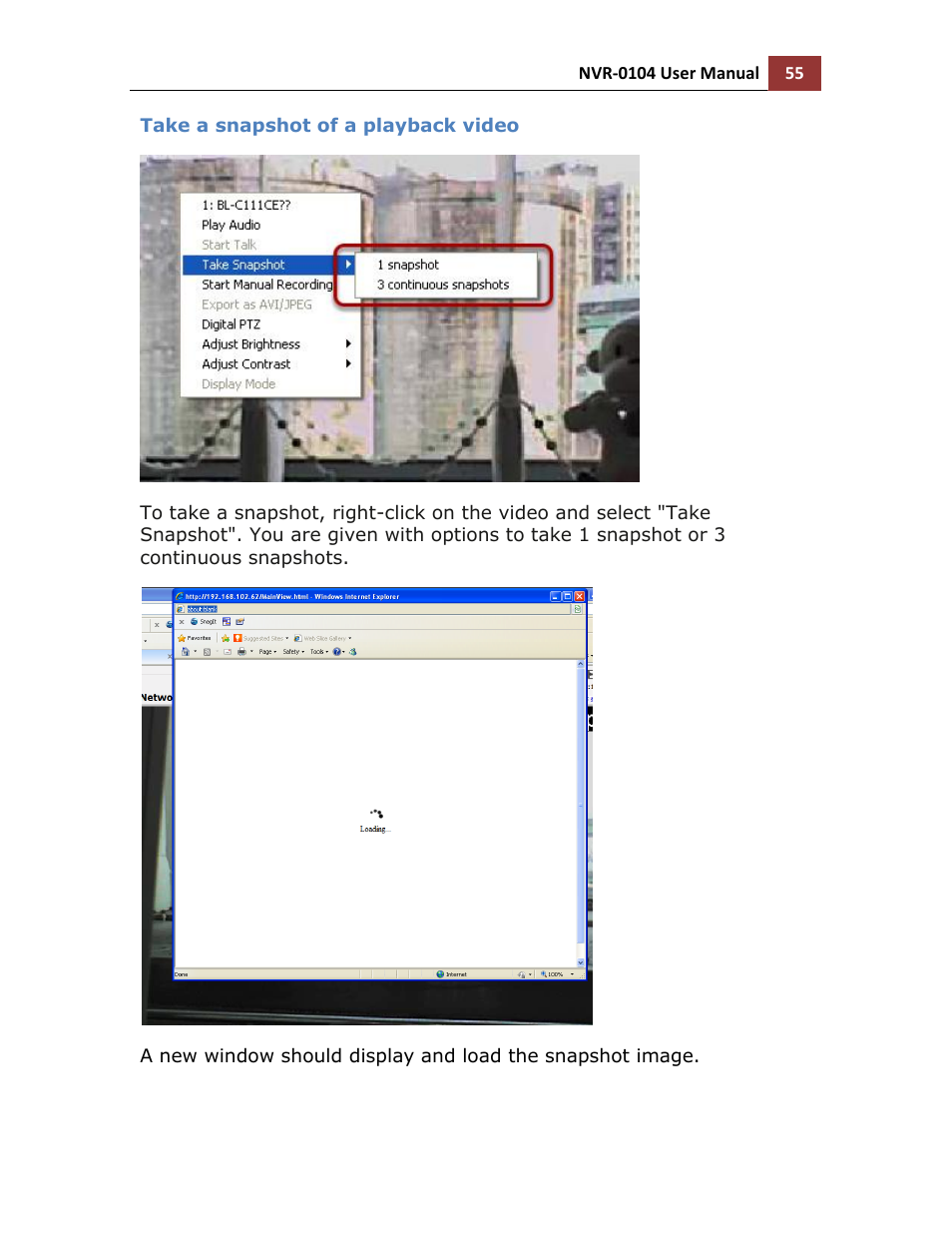 Take a snapshot of a playback video | LevelOne NVR-0104 User Manual | Page 55 / 157