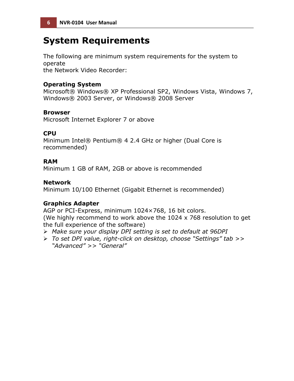 System requirements | LevelOne NVR-0104 User Manual | Page 6 / 157