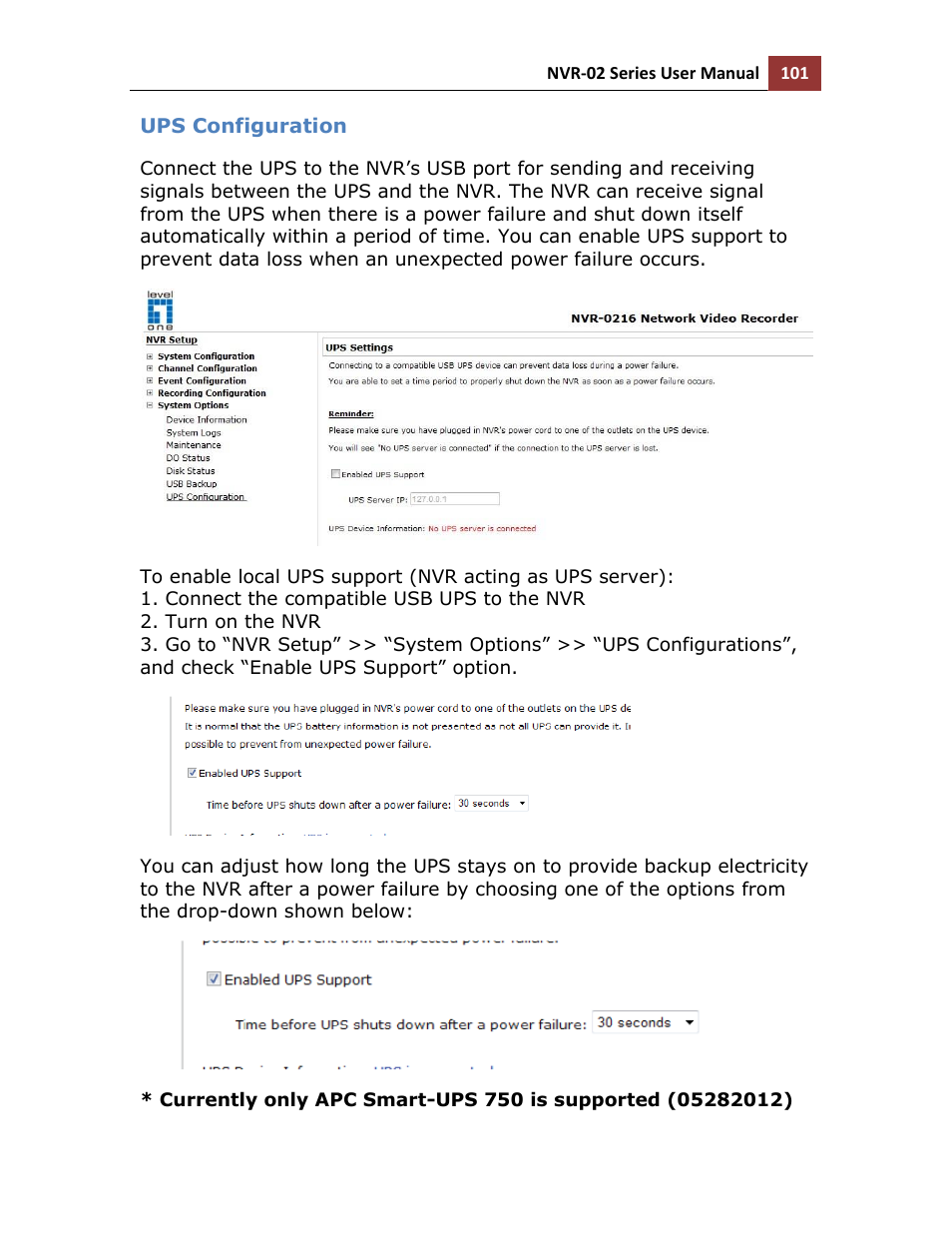 Ups configuration | LevelOne NVR-0216 User Manual | Page 101 / 116