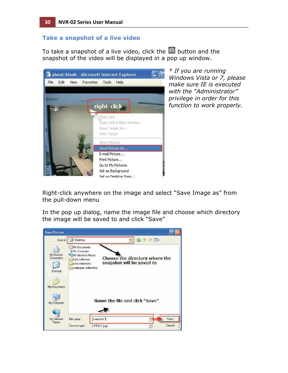 Take a snapshot of a live video | LevelOne NVR-0216 User Manual | Page 30 / 116