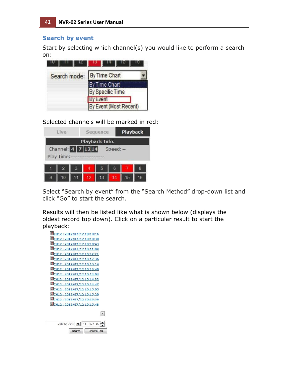 Search by event | LevelOne NVR-0216 User Manual | Page 42 / 116