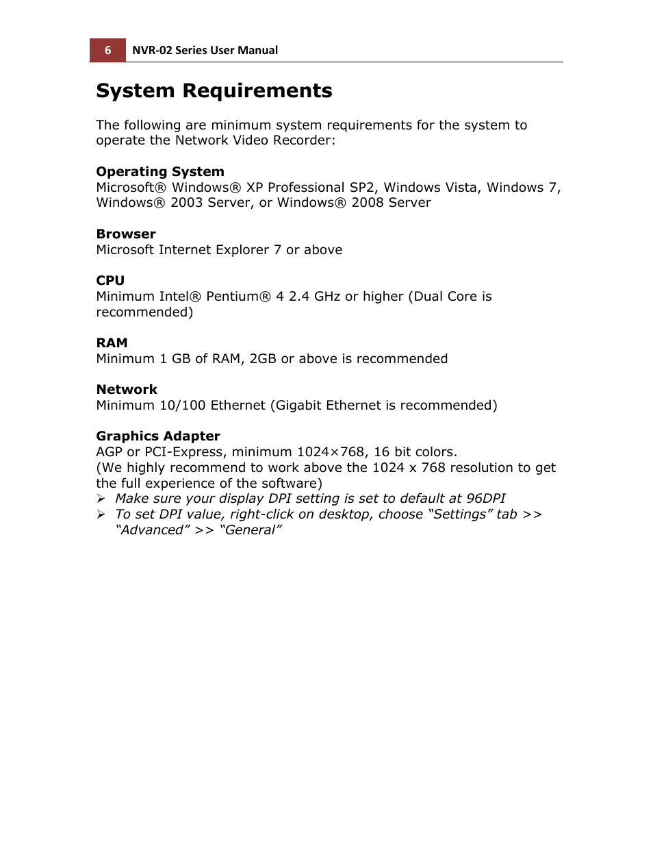 System requirements | LevelOne NVR-0216 User Manual | Page 6 / 116