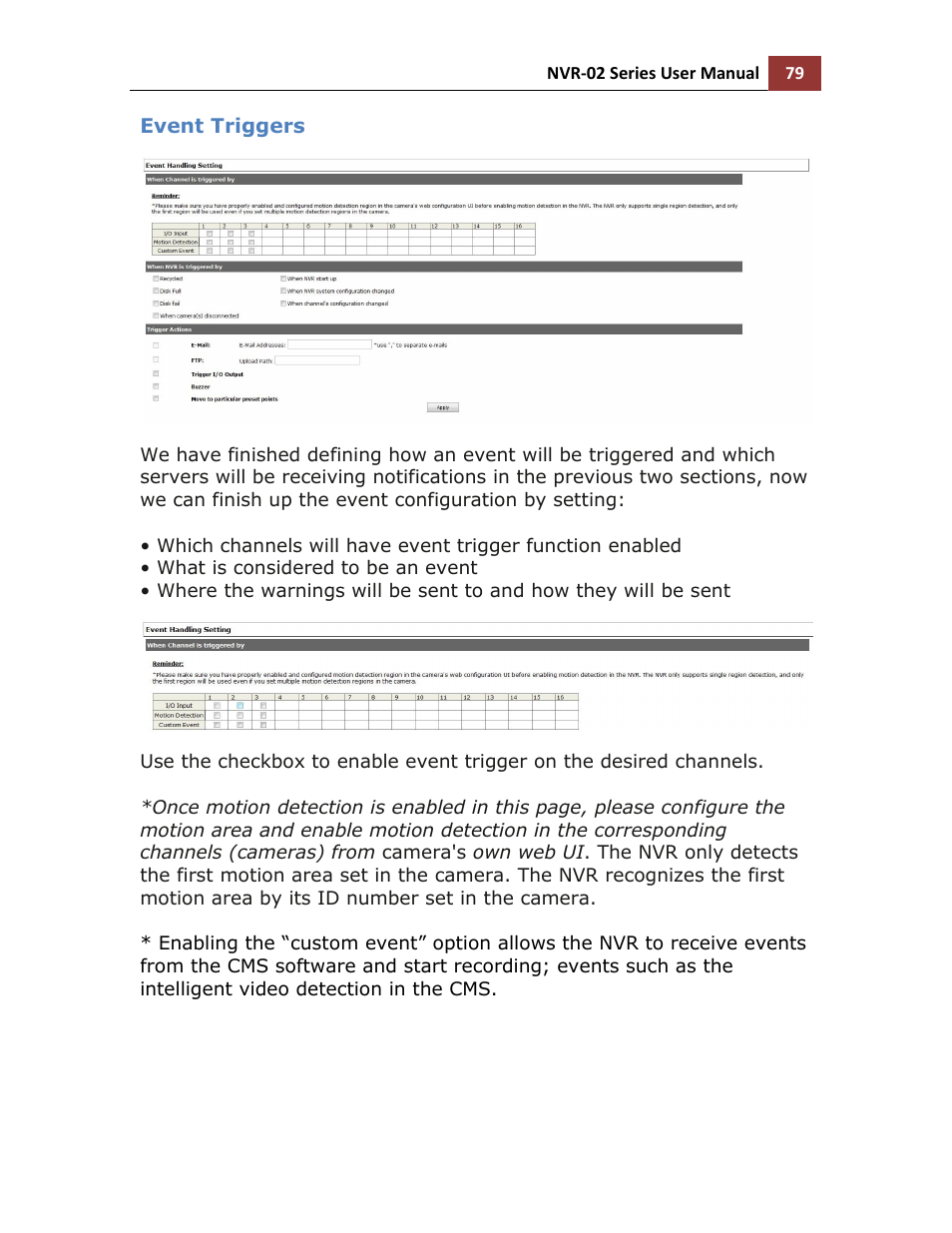 Event triggers | LevelOne NVR-0216 User Manual | Page 79 / 116