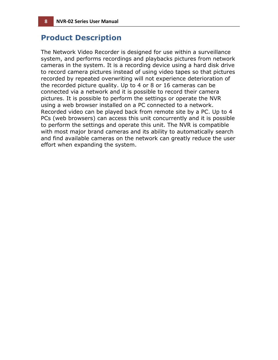 Product description | LevelOne NVR-0216 User Manual | Page 8 / 116