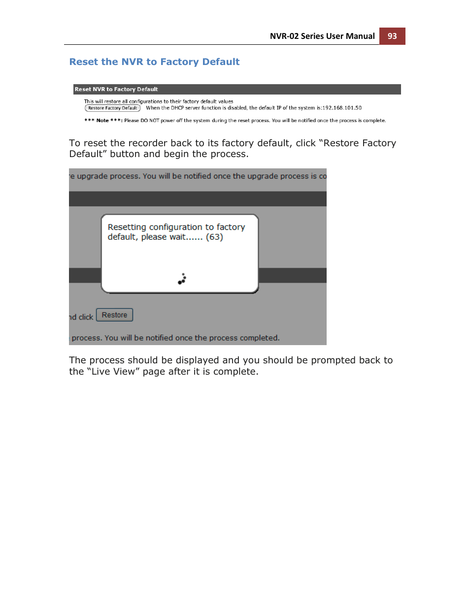 Reset the nvr to factory default | LevelOne NVR-0216 User Manual | Page 93 / 116