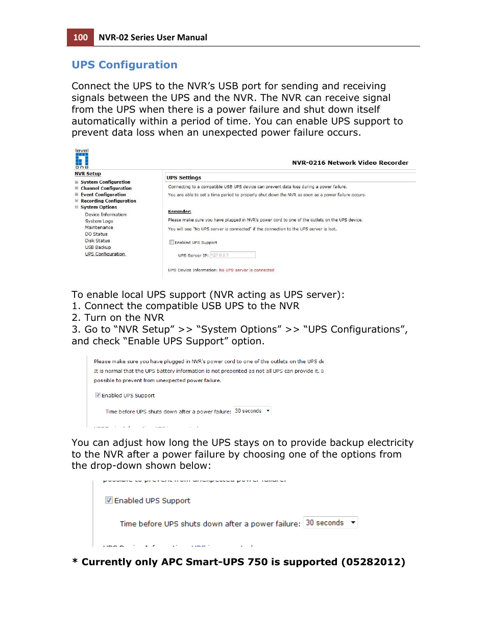 Ups configuration | LevelOne NVR-0216 User Manual | Page 100 / 101