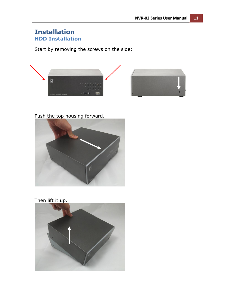 Installation, Hdd installation | LevelOne NVR-0216 User Manual | Page 11 / 101