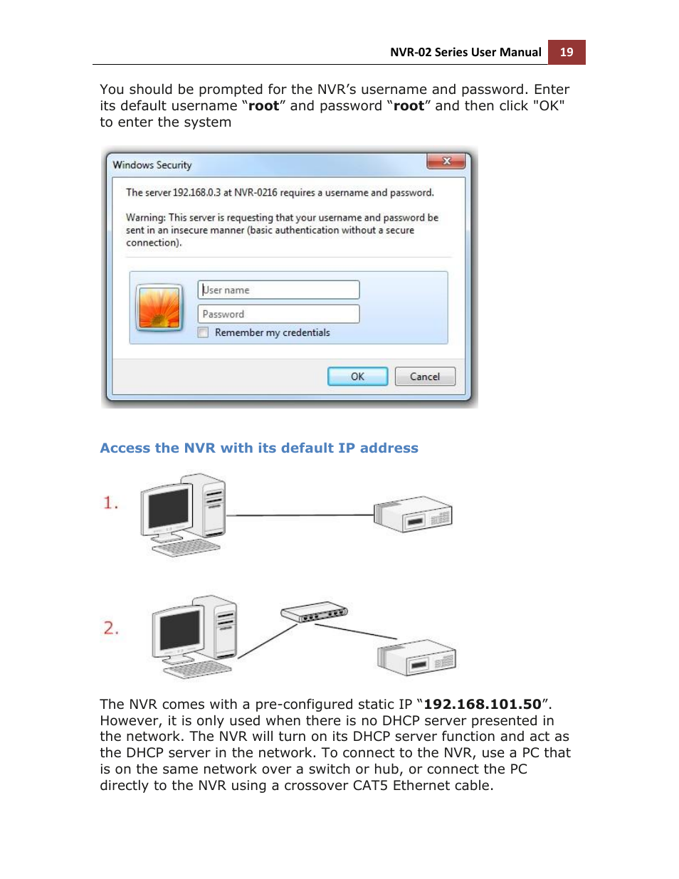 Access the nvr with its default ip address | LevelOne NVR-0216 User Manual | Page 19 / 101