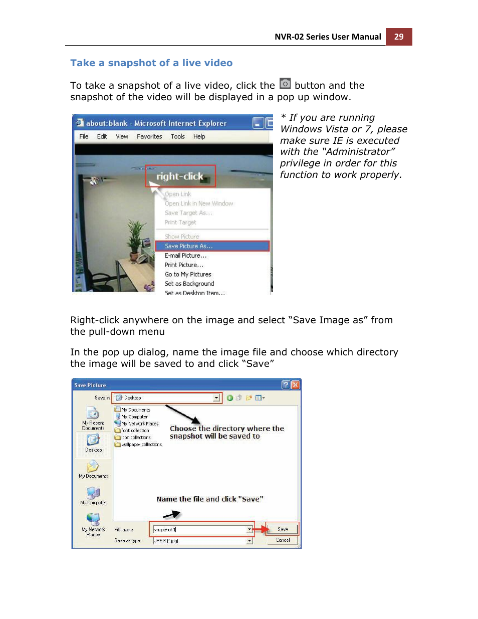 Take a snapshot of a live video | LevelOne NVR-0216 User Manual | Page 29 / 101