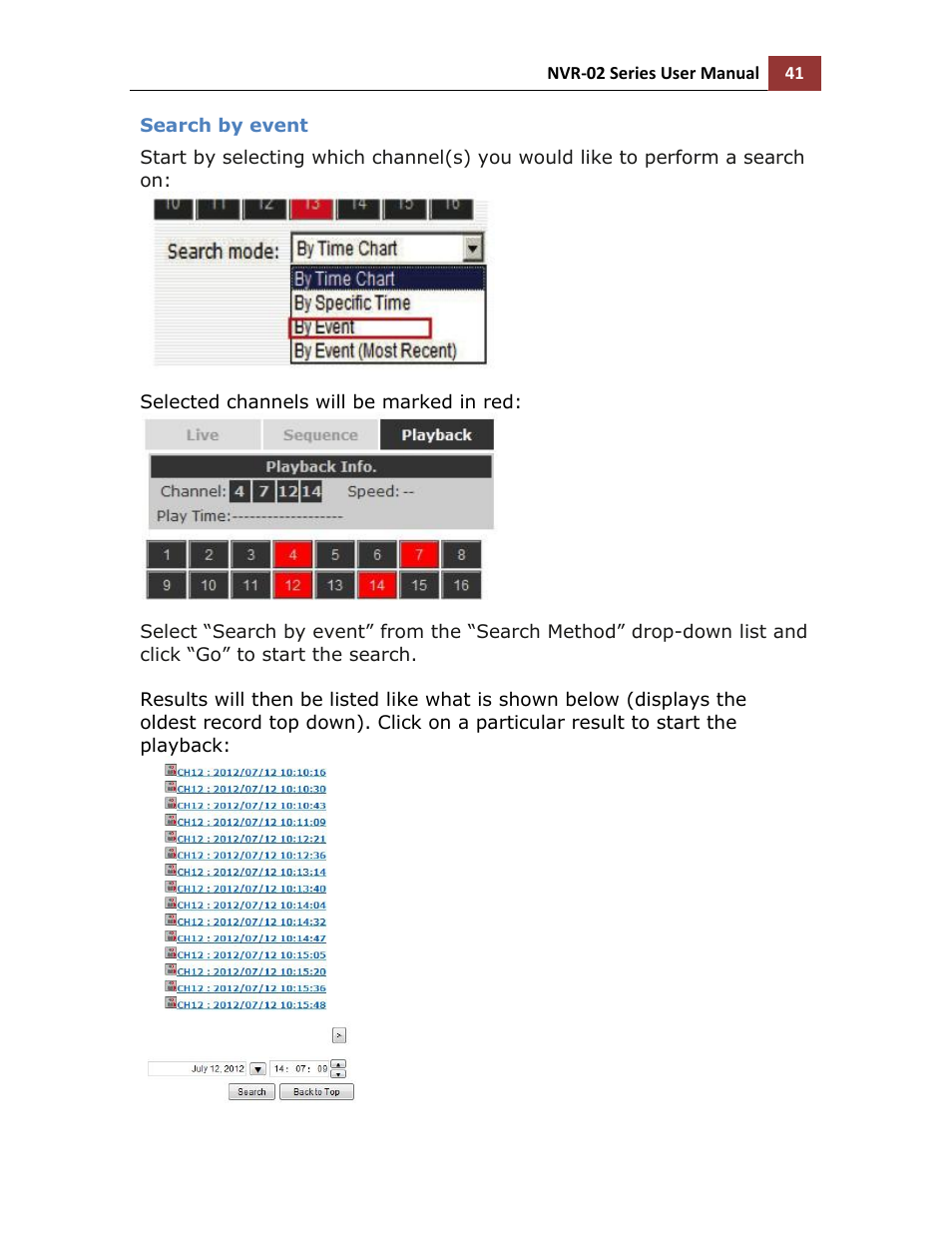 Search by event | LevelOne NVR-0216 User Manual | Page 41 / 101