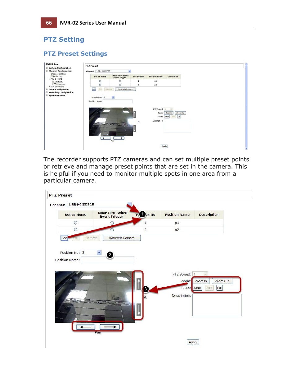 Ptz setting, Ptz preset settings | LevelOne NVR-0216 User Manual | Page 66 / 101