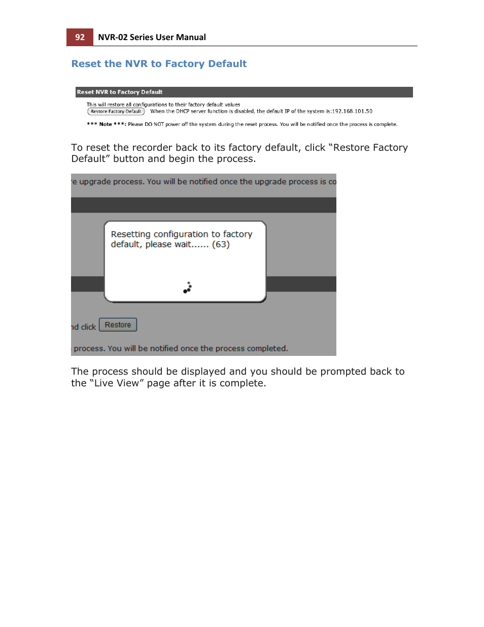 Reset the nvr to factory default | LevelOne NVR-0216 User Manual | Page 92 / 101