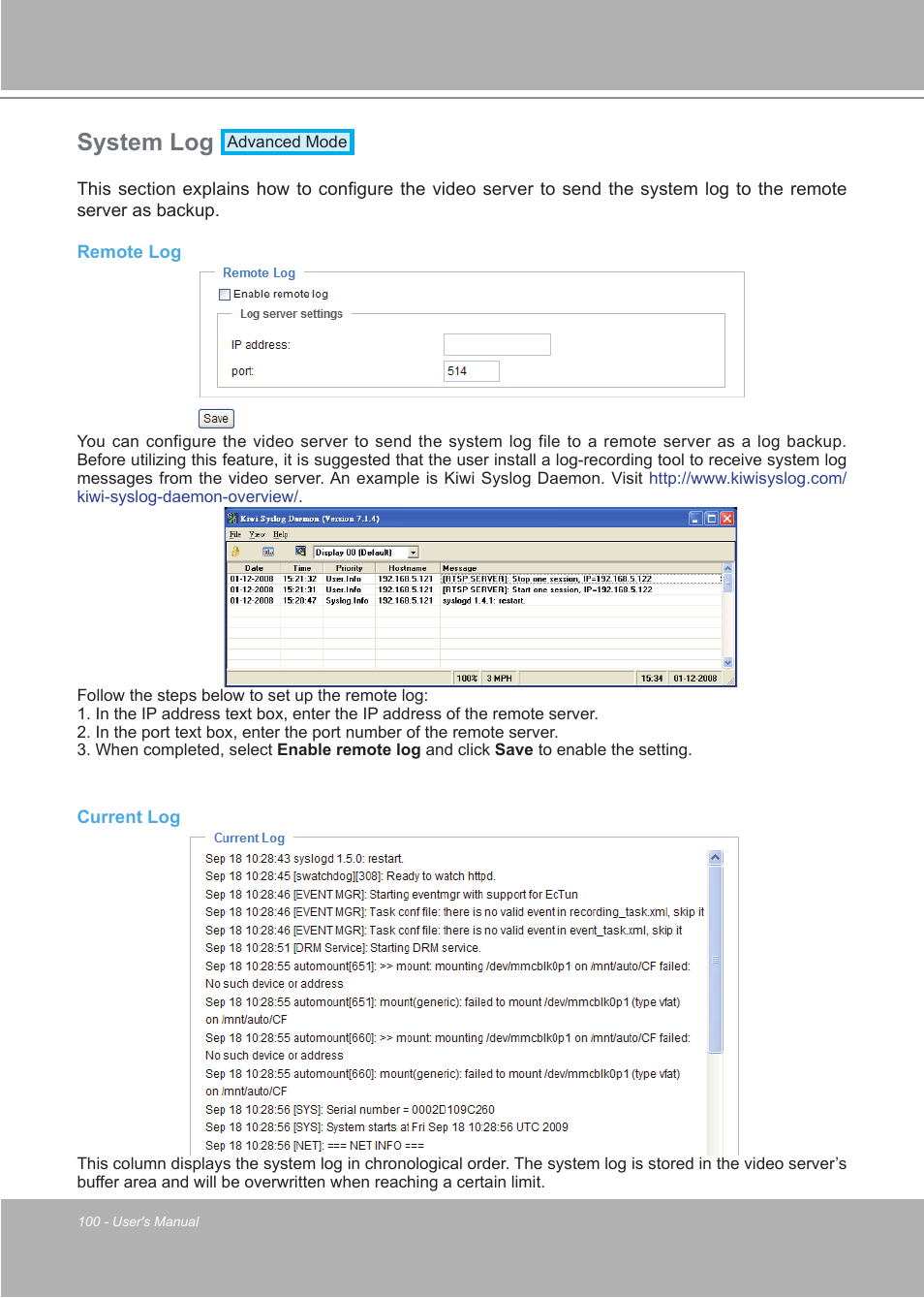 System log | LevelOne FCS-7111 User Manual | Page 100 / 143