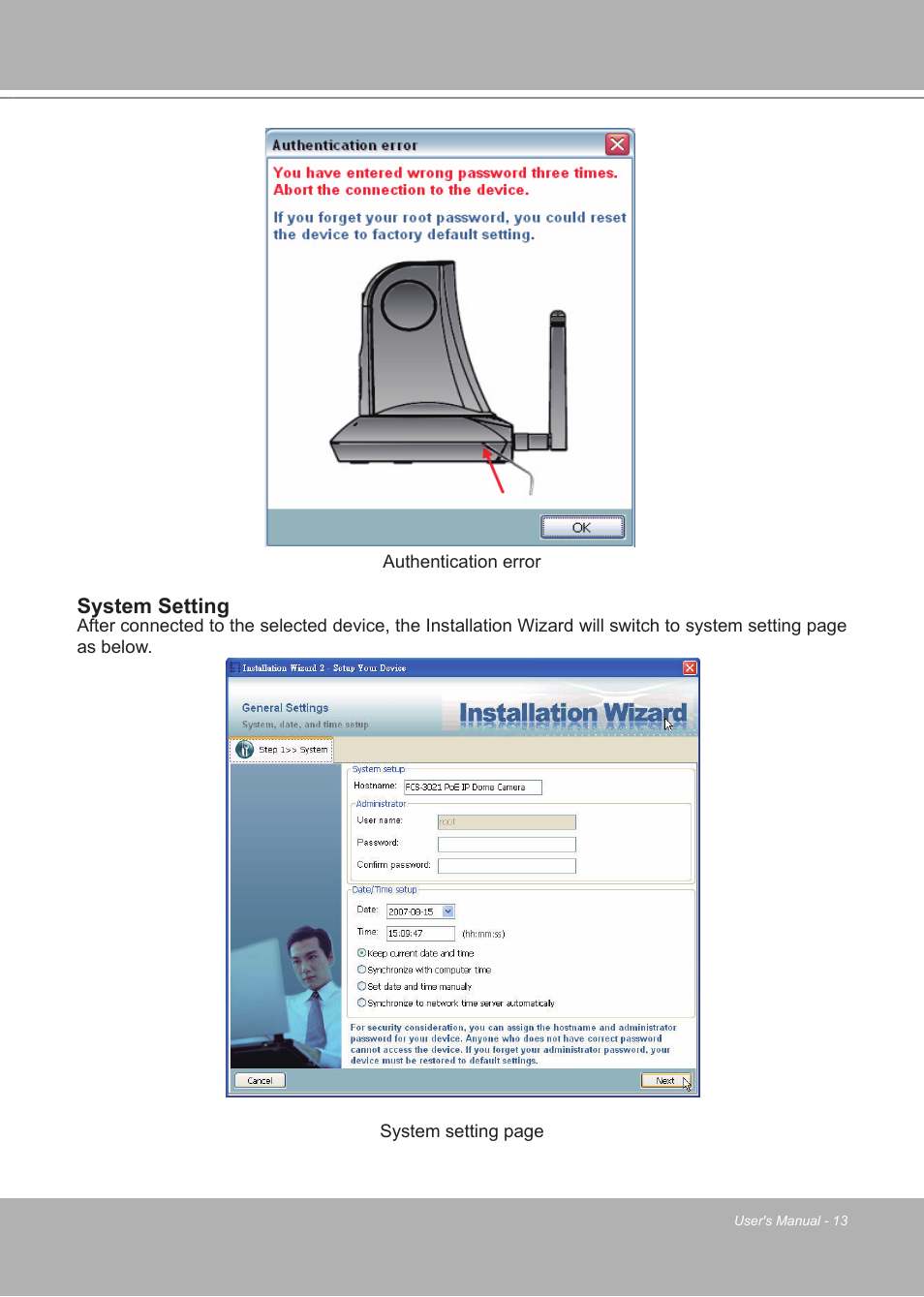 System setting | LevelOne FCS-7111 User Manual | Page 13 / 143