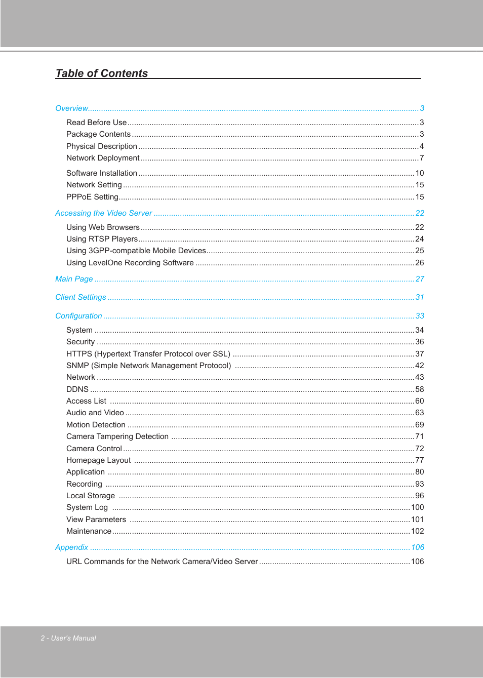 LevelOne FCS-7111 User Manual | Page 2 / 143