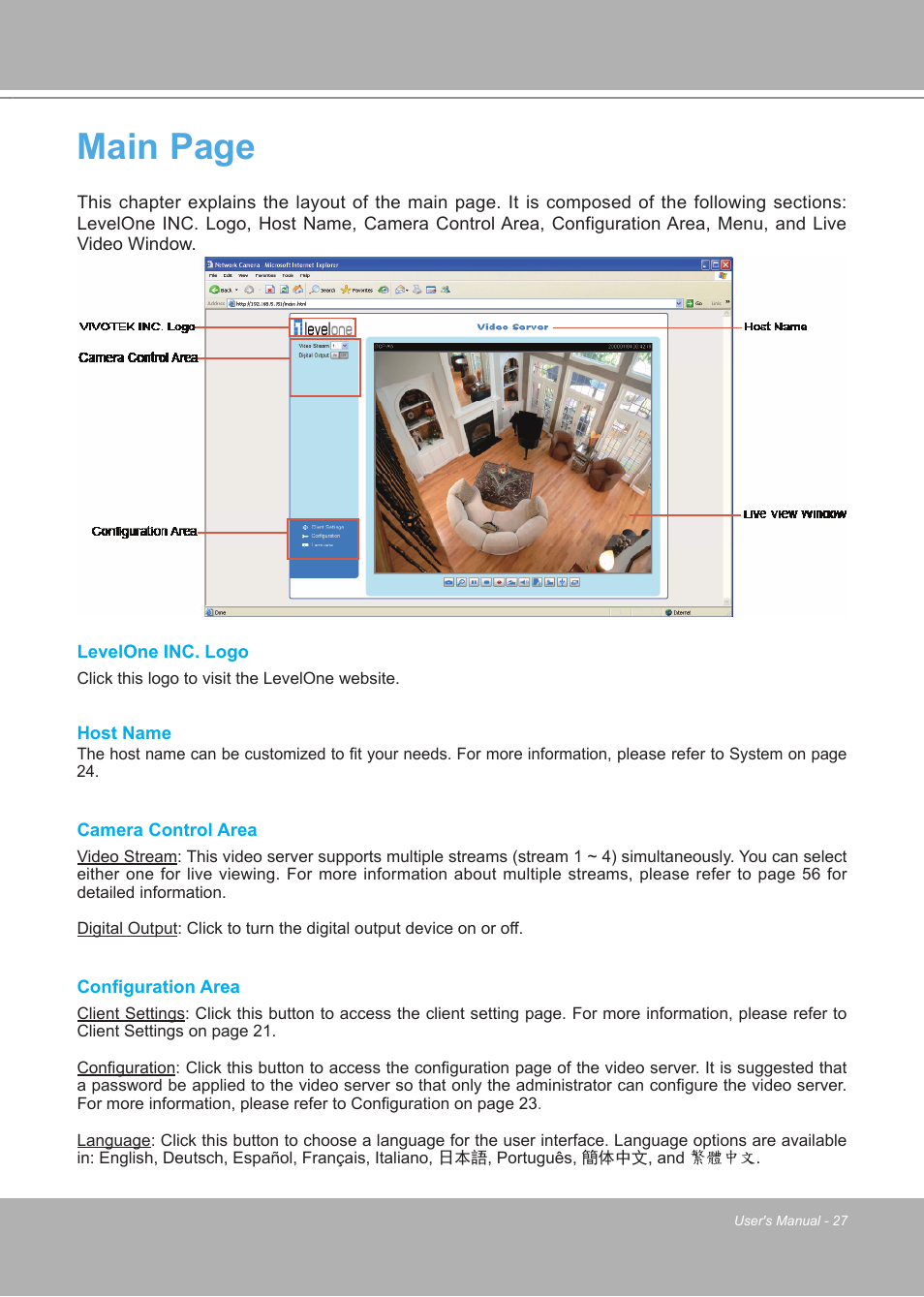 Main page | LevelOne FCS-7111 User Manual | Page 27 / 143