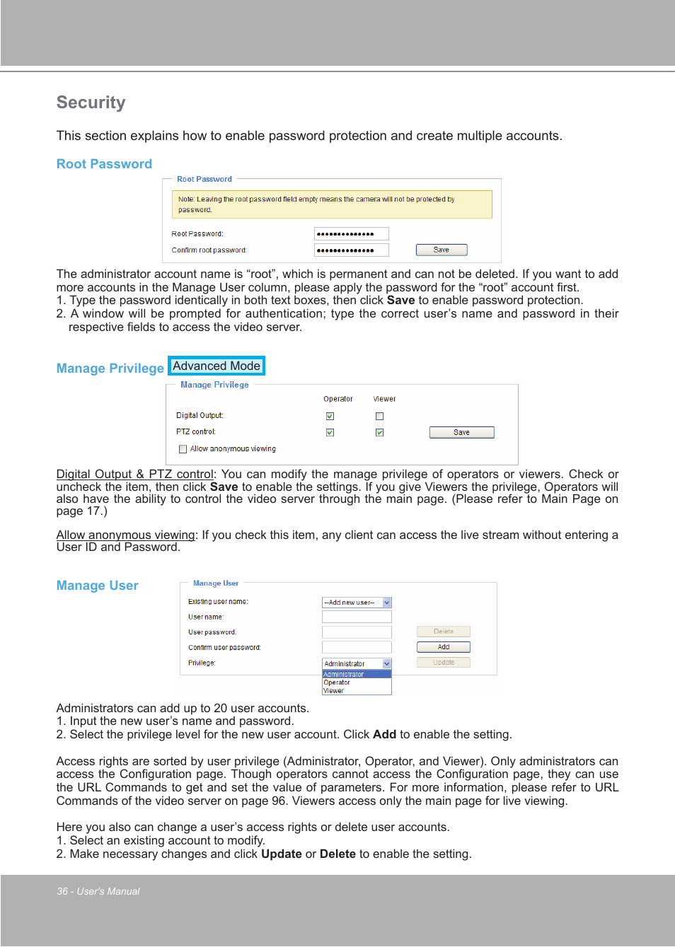 Security | LevelOne FCS-7111 User Manual | Page 36 / 143