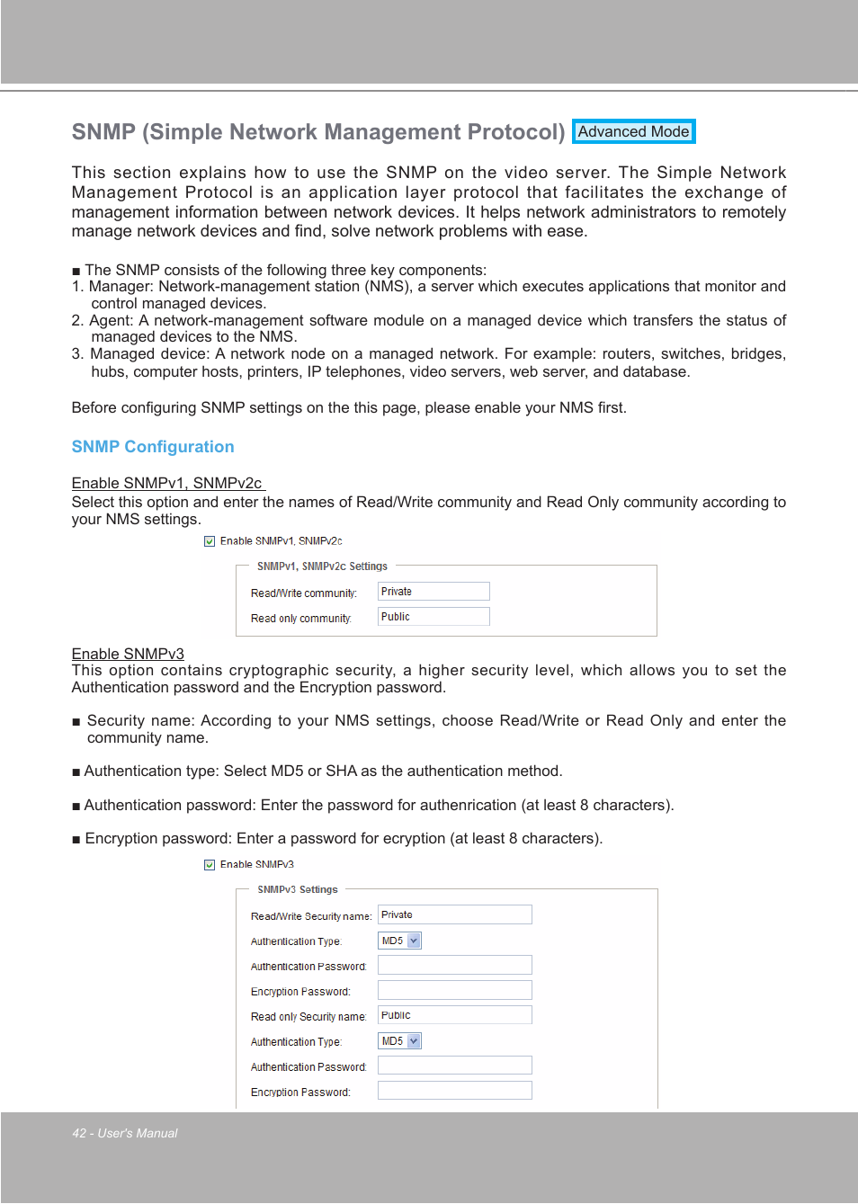 Snmp (simple network management protocol) | LevelOne FCS-7111 User Manual | Page 42 / 143