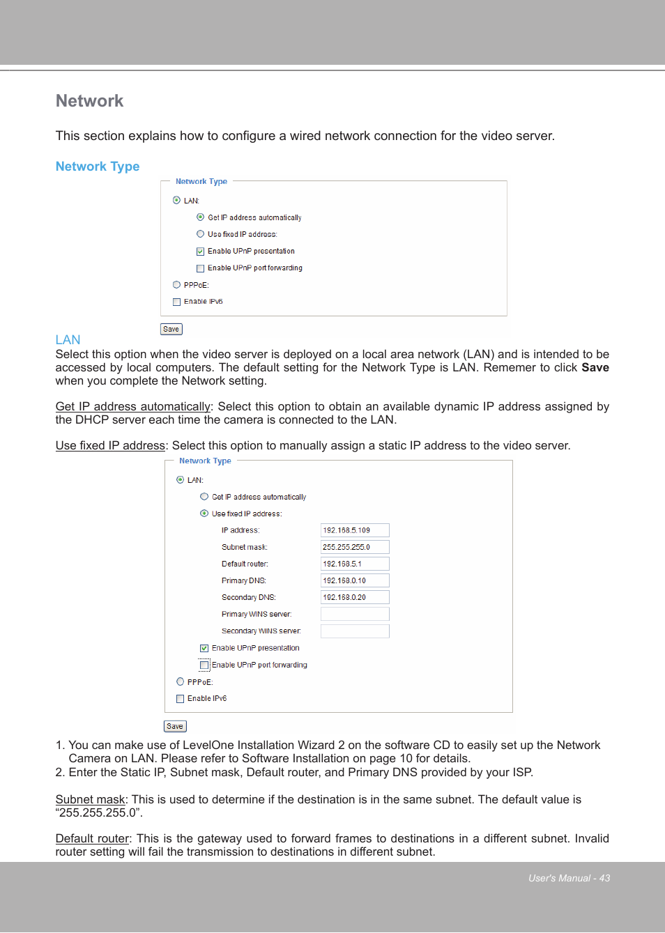 Network | LevelOne FCS-7111 User Manual | Page 43 / 143