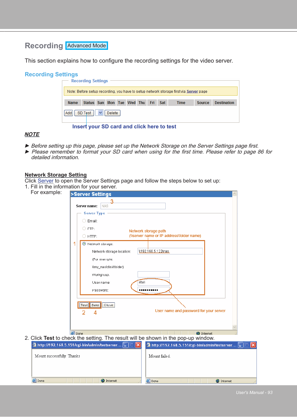 Recording | LevelOne FCS-7111 User Manual | Page 93 / 143