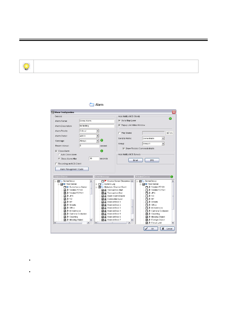 Alarms, Adding/copying/editing/removing alarms, To add an alarm | LevelOne FCS-9900 User Manual | Page 42 / 98