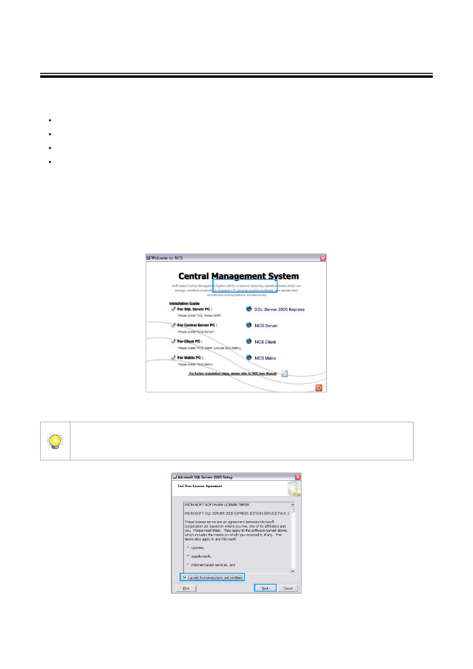 Installation, Sql server 2005 express, To install sql server 2005 express | LevelOne FCS-9900 User Manual | Page 8 / 98