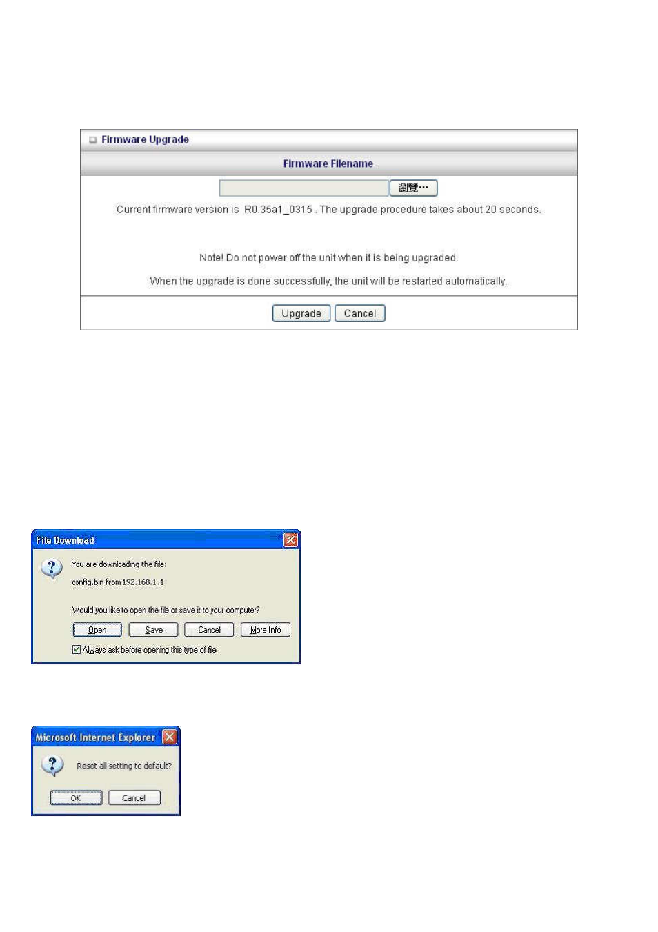 Firmware upgrade, Backup setting, Reset to default | Reboot | LevelOne WBR-6003 User Manual | Page 68 / 80