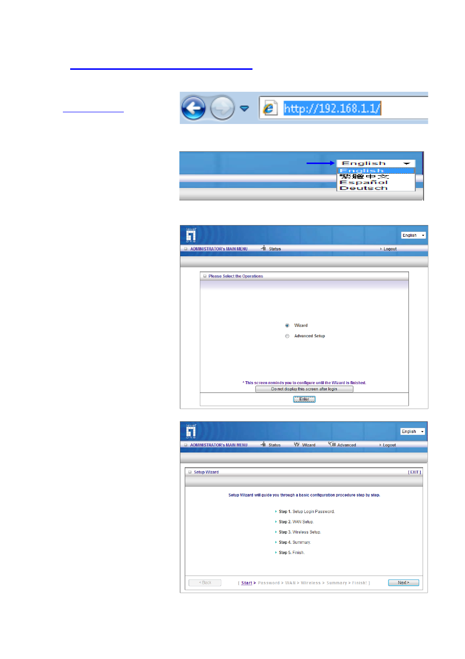 2 login to configure from wizard | LevelOne WBR-6012 User Manual | Page 18 / 79