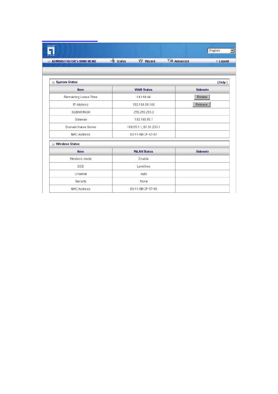 3 system status | LevelOne WBR-6012 User Manual | Page 22 / 79