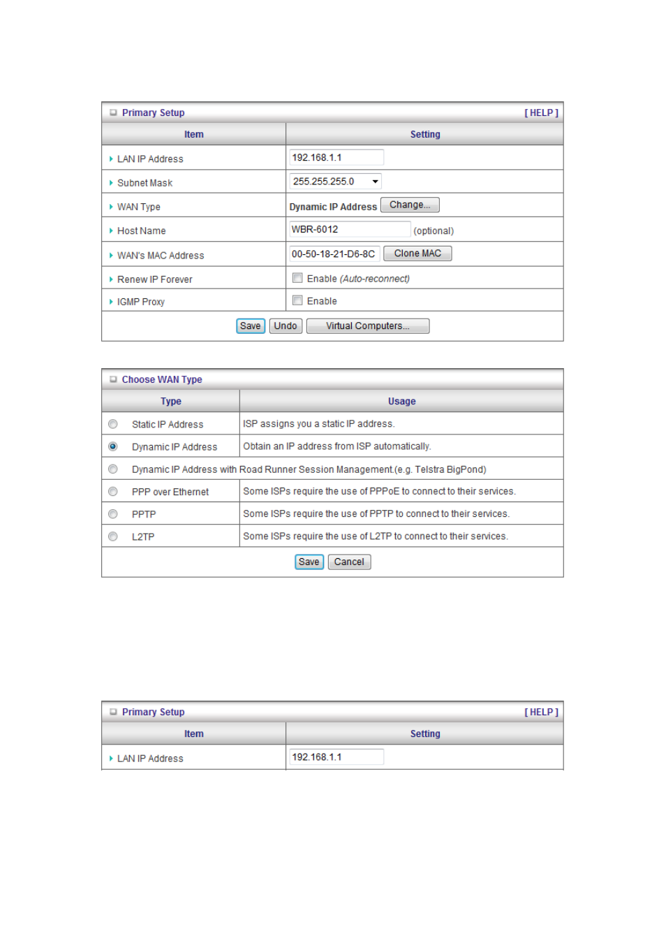 1 primary setup – wan type, virtual computers | LevelOne WBR-6012 User Manual | Page 24 / 79