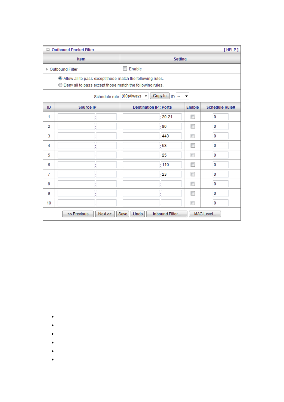 1 packet filters | LevelOne WBR-6012 User Manual | Page 45 / 79