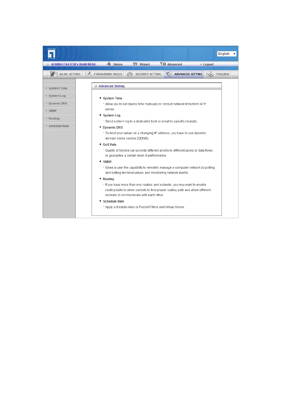 4 advanced settings | LevelOne WBR-6012 User Manual | Page 61 / 79