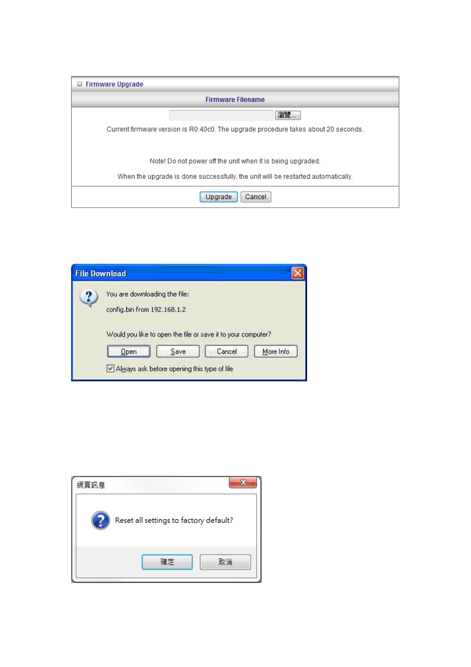 2 firmware upgrade, 3 backup setting, 4 reset to default | LevelOne WBR-6012 User Manual | Page 73 / 79