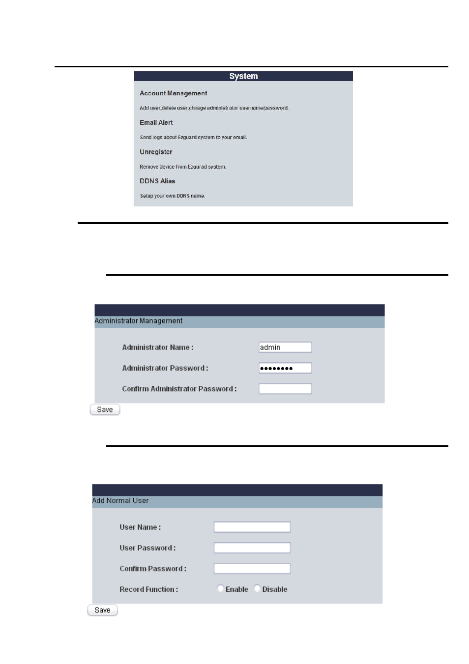 3 advanced setting, Account management, A. administrator management | B. add normal user | LevelOne WBR-6022 User Manual | Page 41 / 99