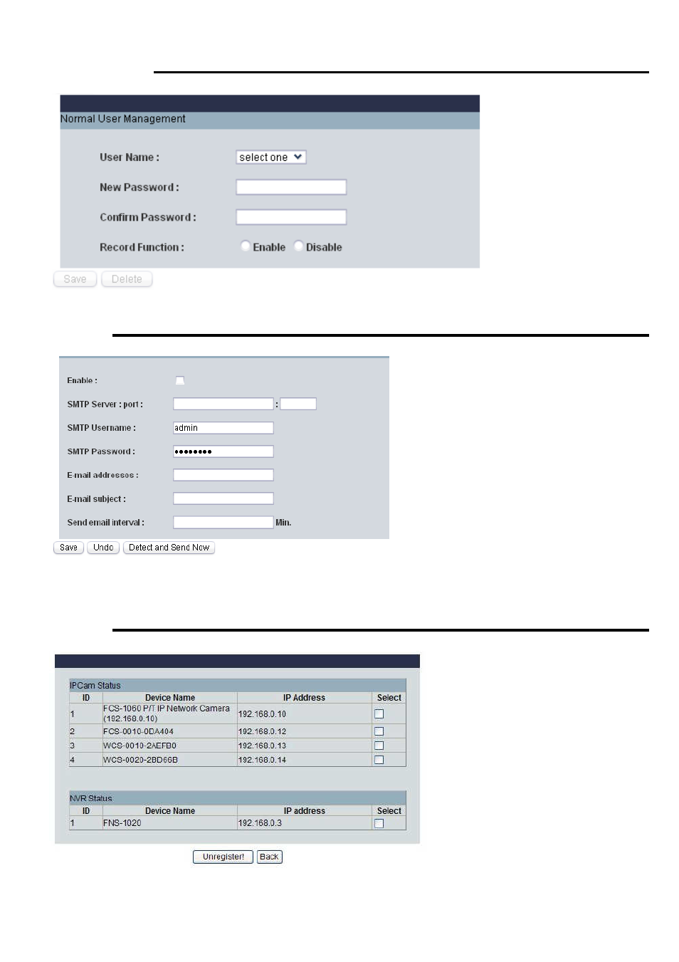 C. normal user management, Email alert, Unregister | LevelOne WBR-6022 User Manual | Page 42 / 99