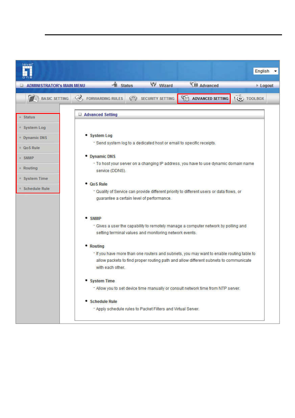 2 advanced settings | LevelOne WBR-6022 User Manual | Page 75 / 99