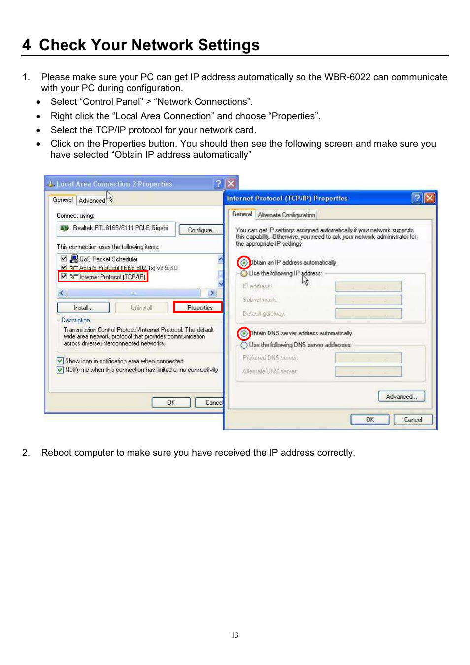 4 check your network settings | LevelOne WBR-6022 User Manual | Page 14 / 89