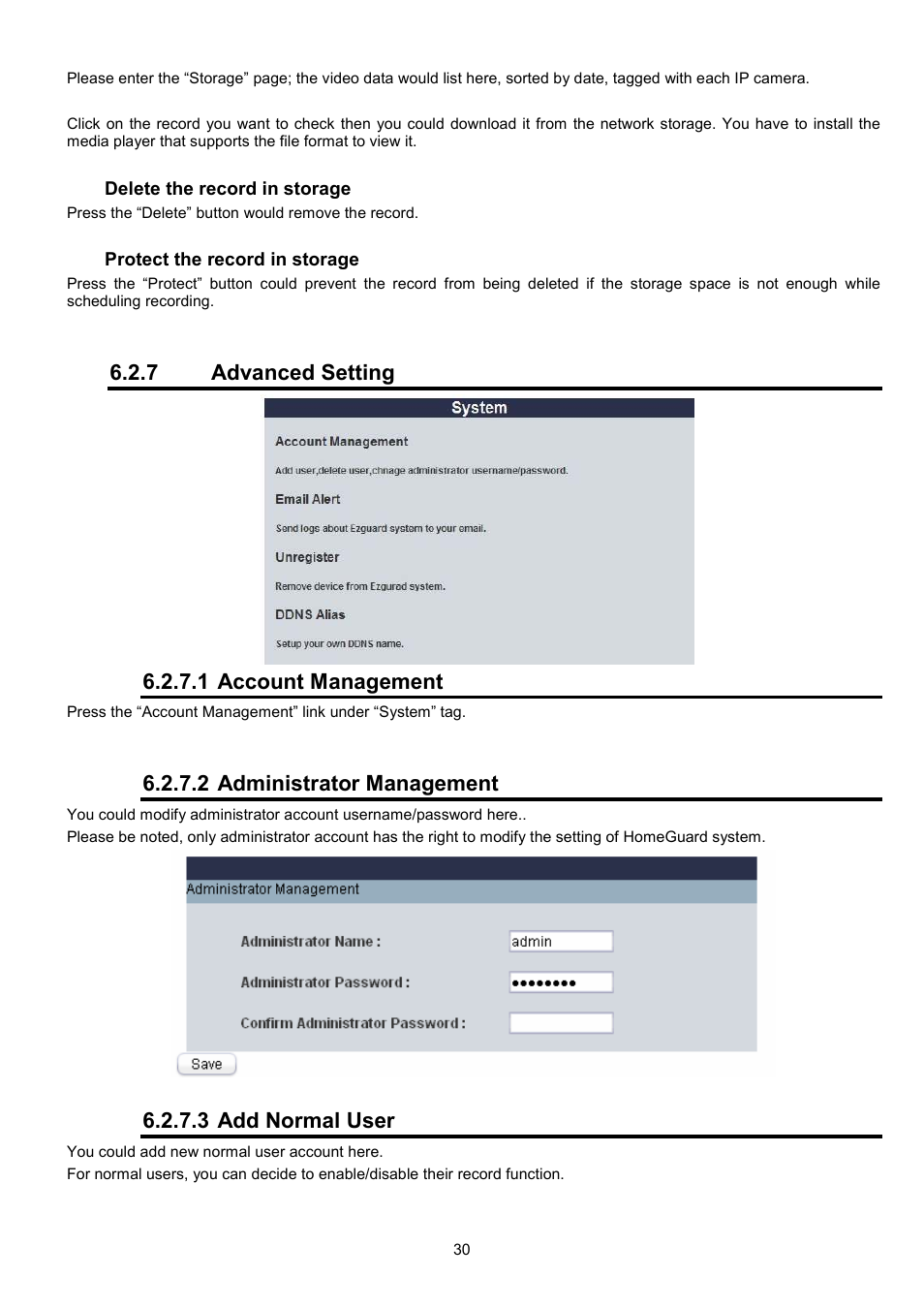 7 advanced setting, 1 account management, 2 administrator management | 3 add normal user | LevelOne WBR-6022 User Manual | Page 31 / 89