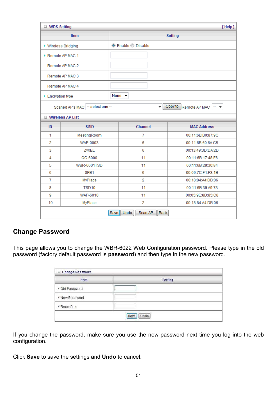 Change password | LevelOne WBR-6022 User Manual | Page 52 / 89