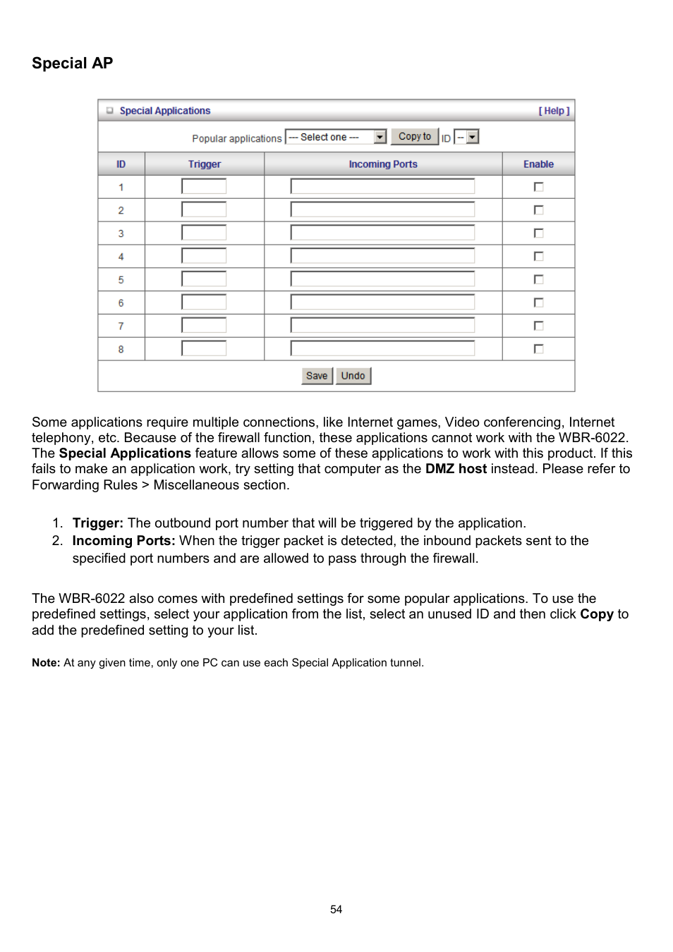 Special ap | LevelOne WBR-6022 User Manual | Page 55 / 89