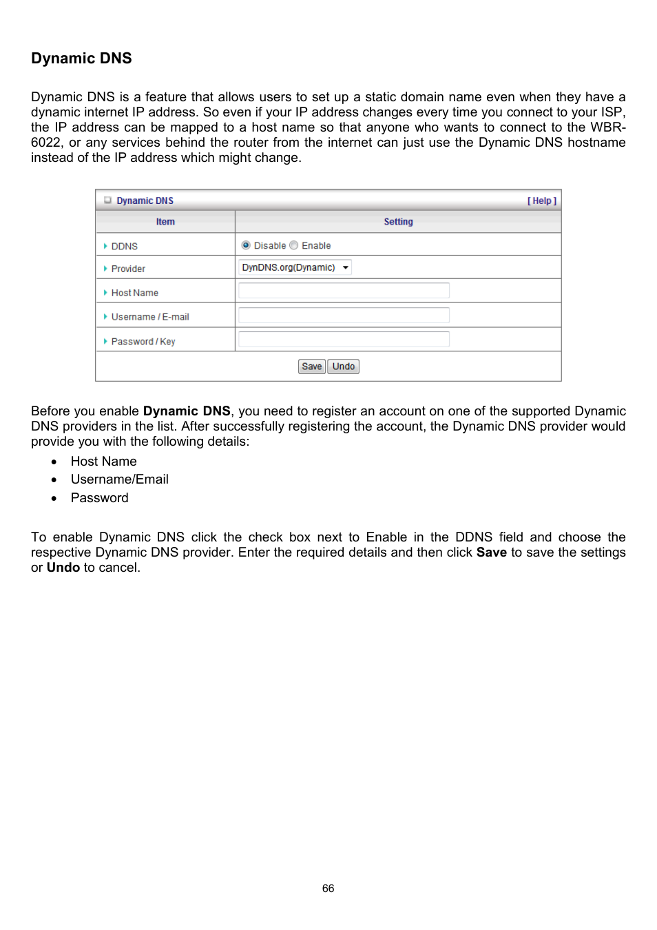 Dynamic dns | LevelOne WBR-6022 User Manual | Page 67 / 89