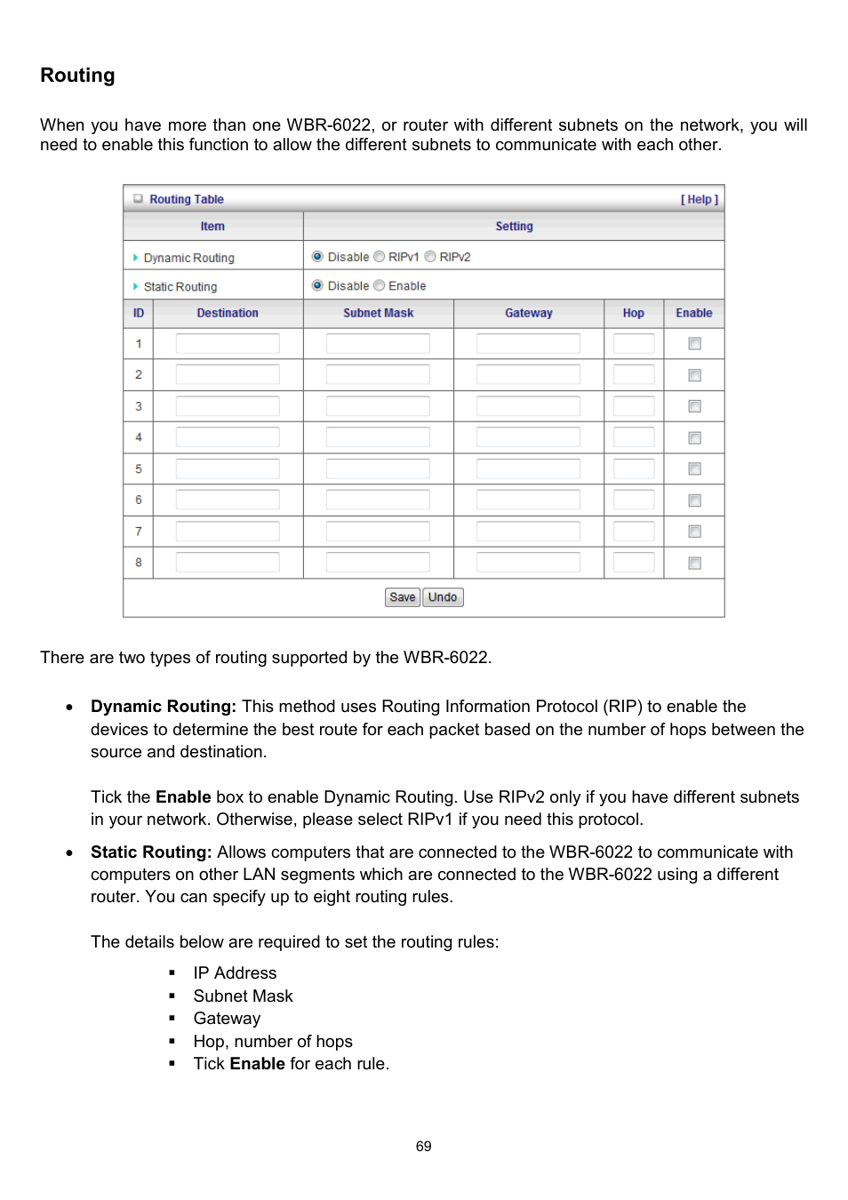 Routing | LevelOne WBR-6022 User Manual | Page 70 / 89