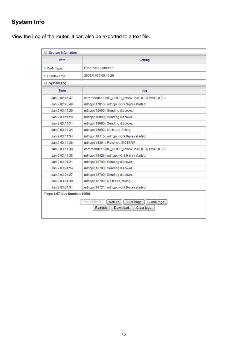 System info | LevelOne WBR-6022 User Manual | Page 76 / 89
