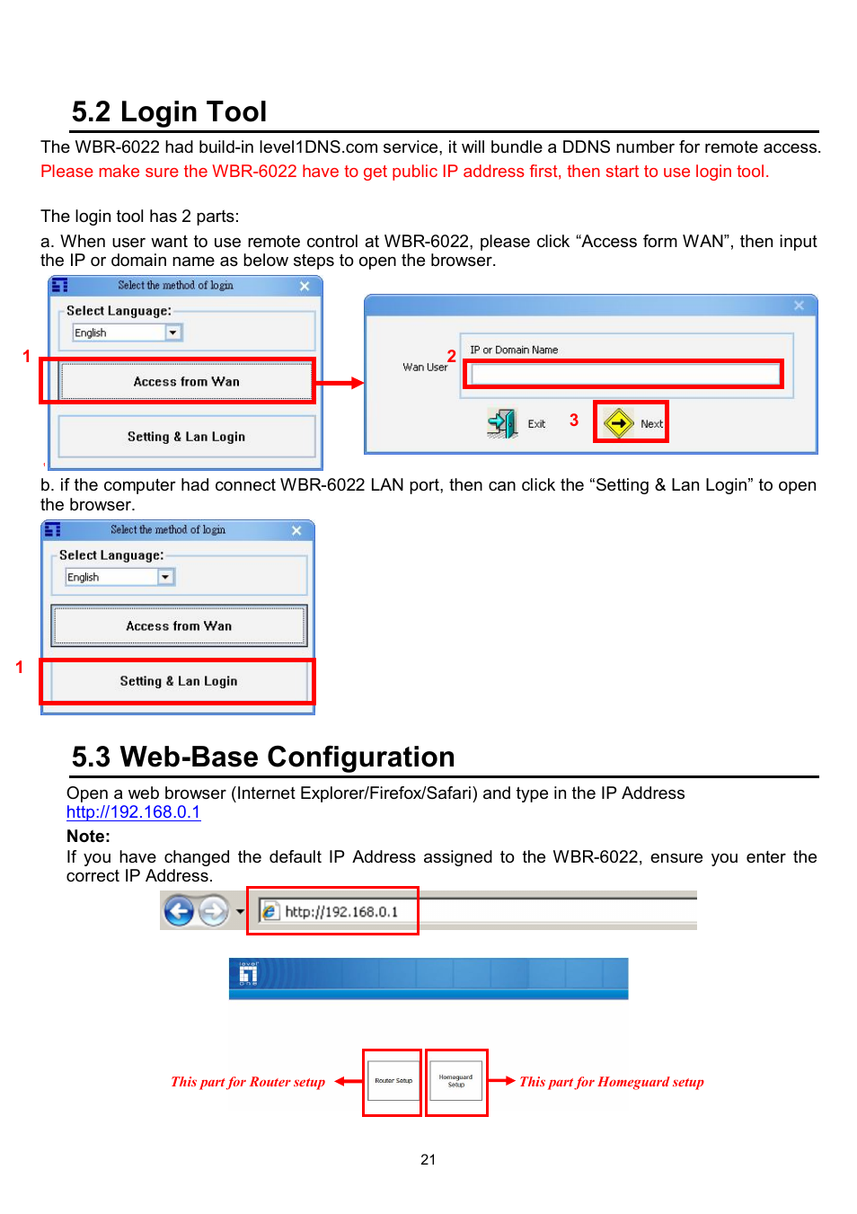 2 login tool, 3 web-base configuration | LevelOne WBR-6022 User Manual | Page 23 / 87